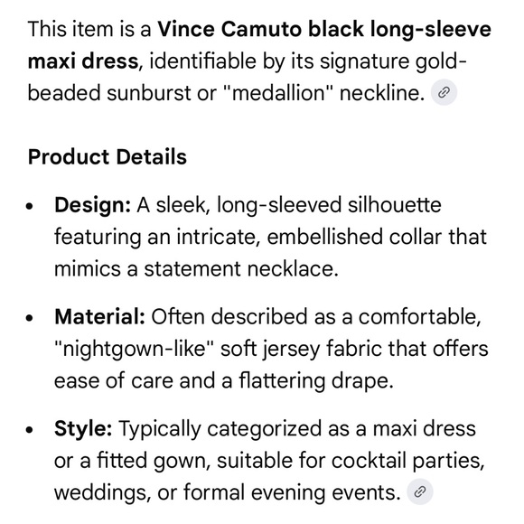 Vince Camuto Black Long Sleeve Maxi Dress Embellished Neckline New Medium - Picture 8 of 8